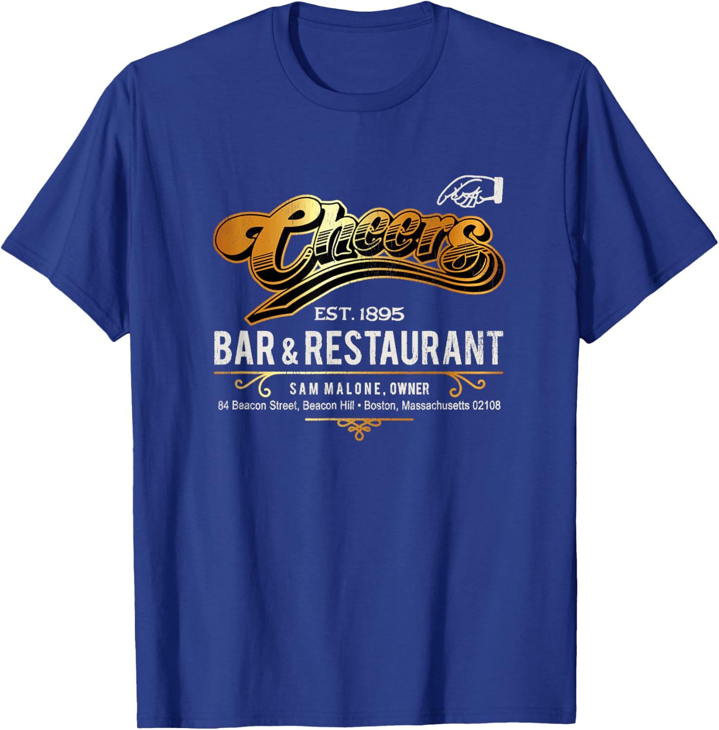Cheers EST 1895 Sam's Bar Restaurant In Boston 80s Worn Out T-Shirt - T-Shirt | Royal