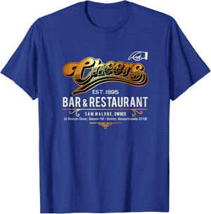 Cheers EST 1895 Sam's Bar Restaurant In Boston 80s Worn Out T-Shirt - T-Shirt | Royal