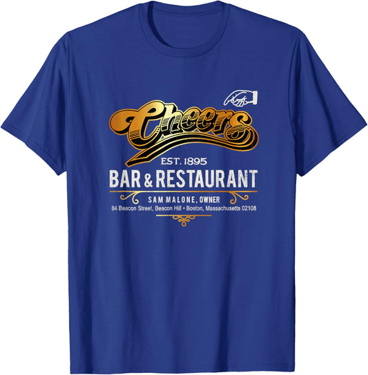 Cheers EST 1895 Sam's Bar Restaurant In Boston 80s Worn Out T-Shirt - T-Shirt | Royal