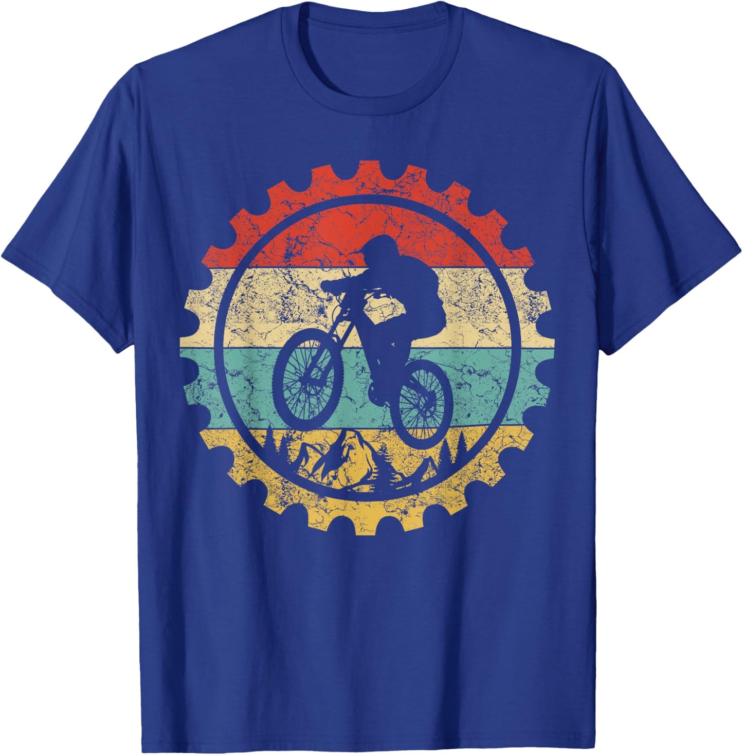 Wheelie Awesome Mountain Biking Co Retro Vintage MTB Bicycle Bike Rider T-Shirt - T-Shirt | Royal