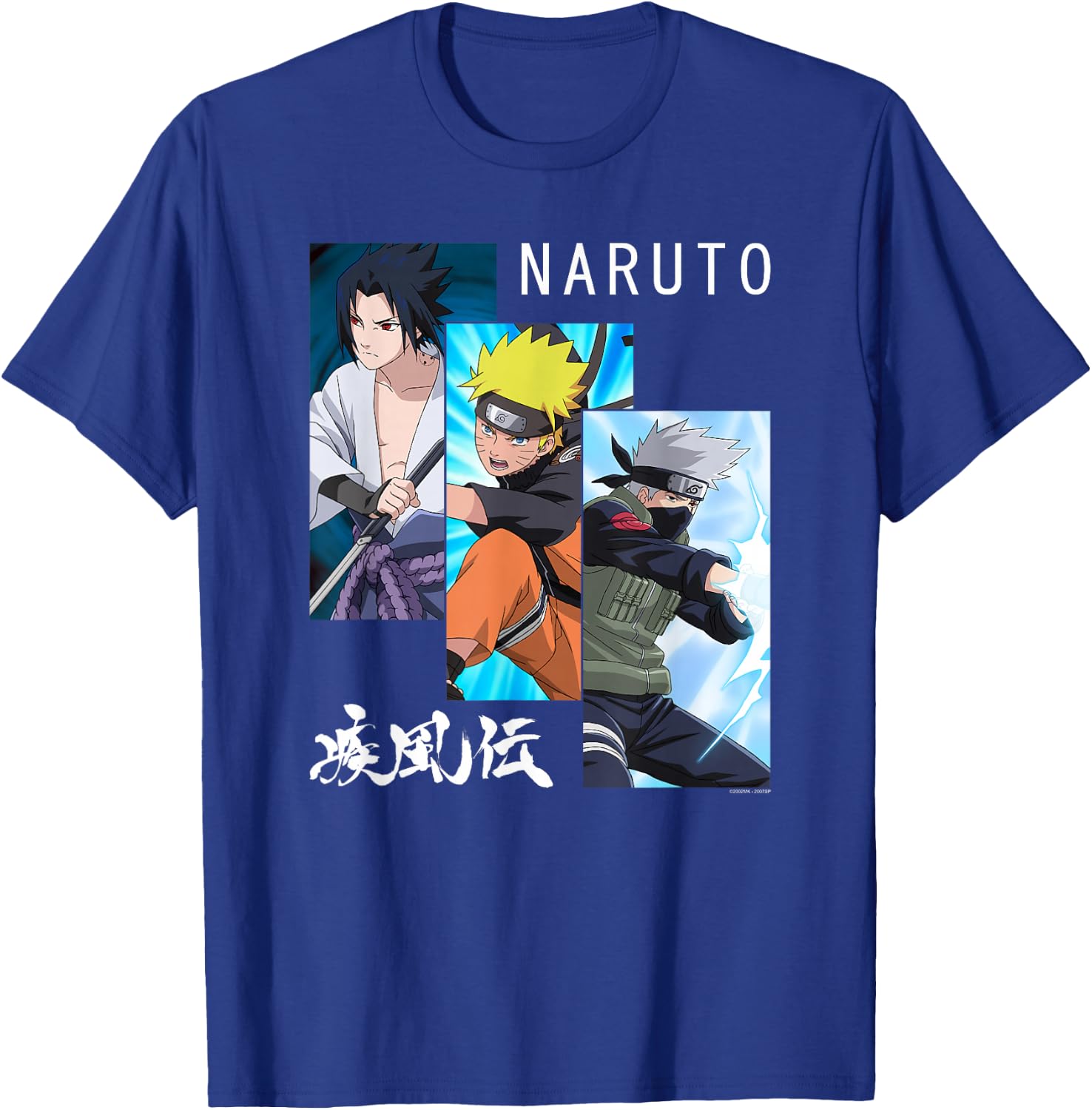 Naruto Shippuden 3 Panels and Kanji Short Sleeve T-Shirt - T-Shirt | Royal