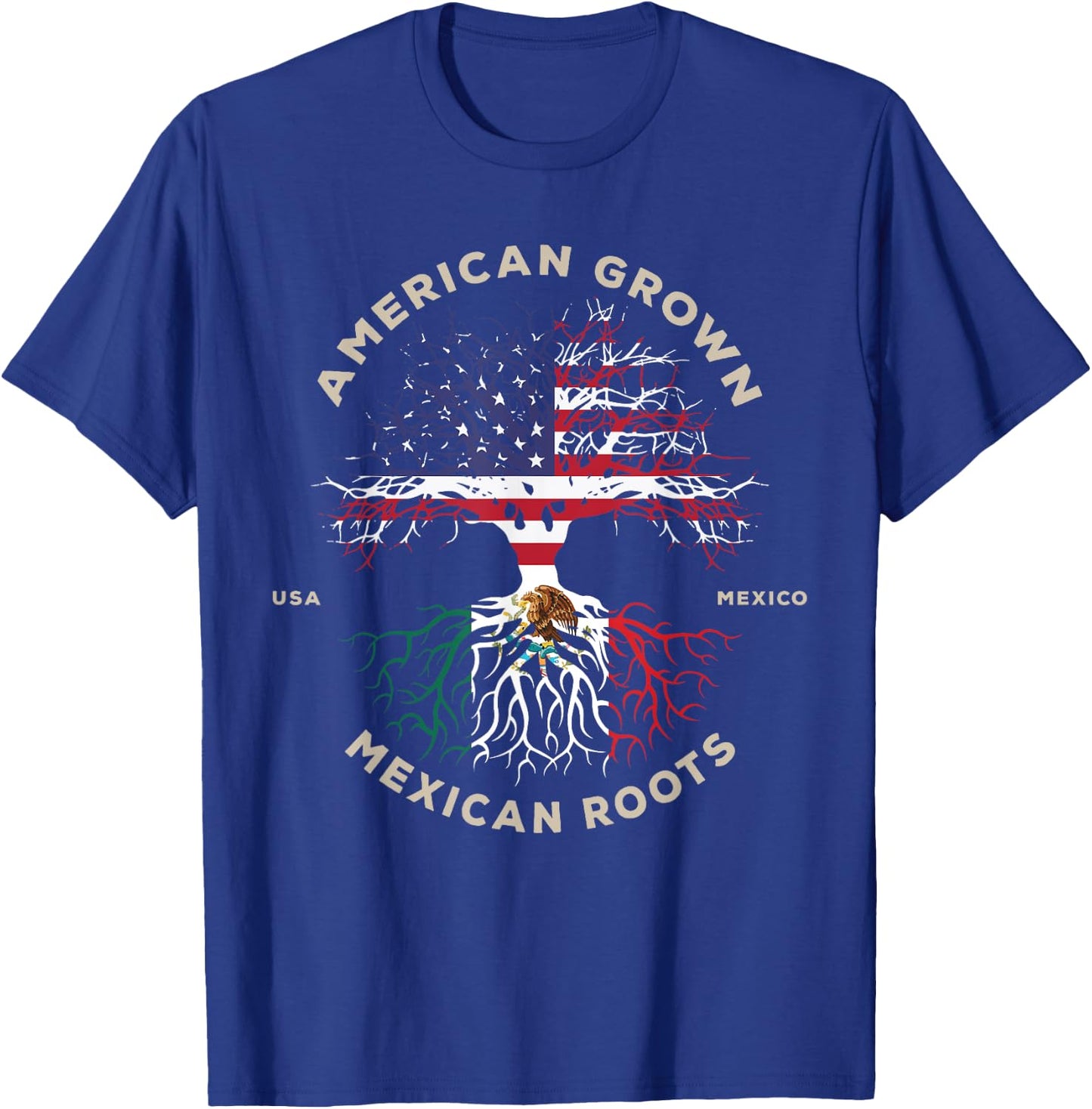 American Grown With Mexican Roots T-Shirt - T-Shirt | Royal