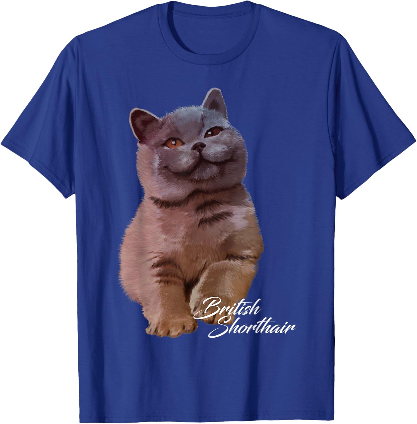 Colorful British Shorthair Cat Funny Kitties Lover Gift Men Women Kids T-Shirt - T-Shirt | Royal