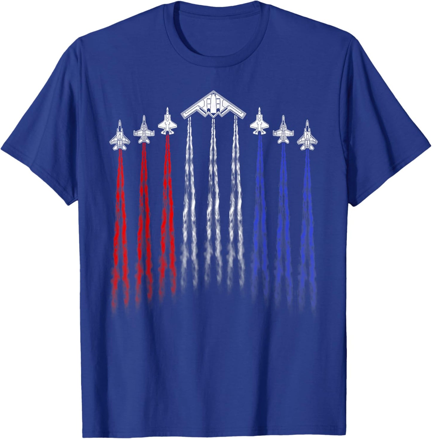 4th Of July Fighter Jet Airplane Red White Blue Patriotic T-Shirt - T-Shirt | Royal