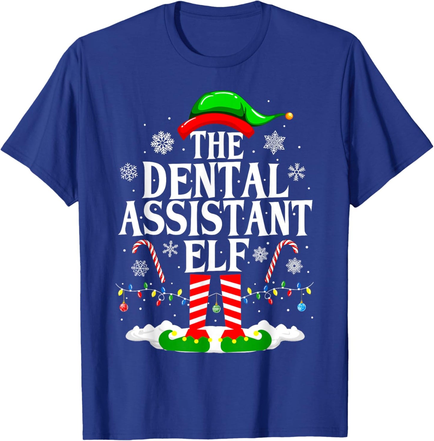The Dental Assistant Elf Funny Christmas Dental Assistant T-Shirt - T-Shirt | Royal