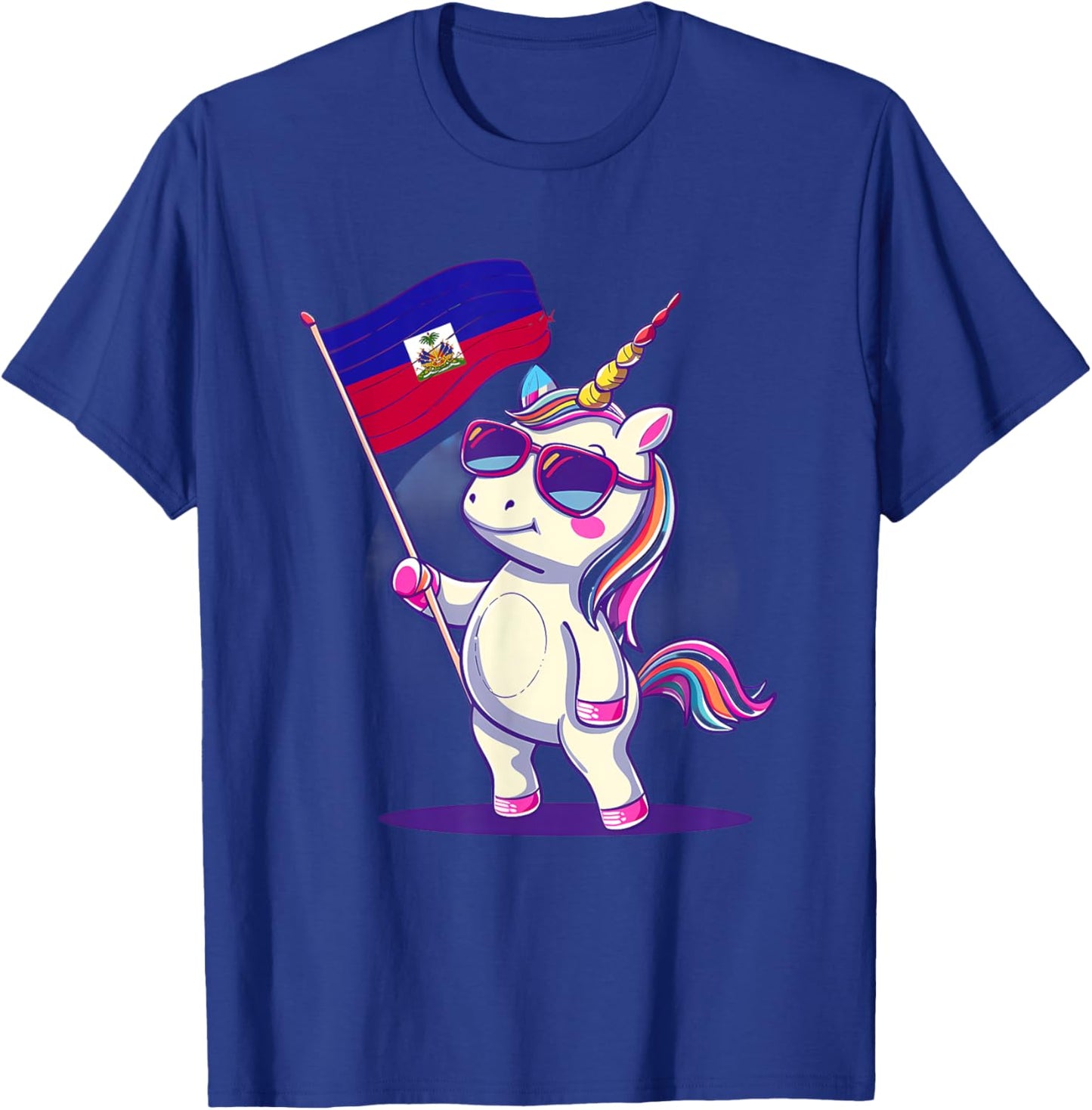 Haiti Haitian Pride Cute Unicorn Haitian Roots Haitian Flag T-Shirt - T-Shirt | Royal