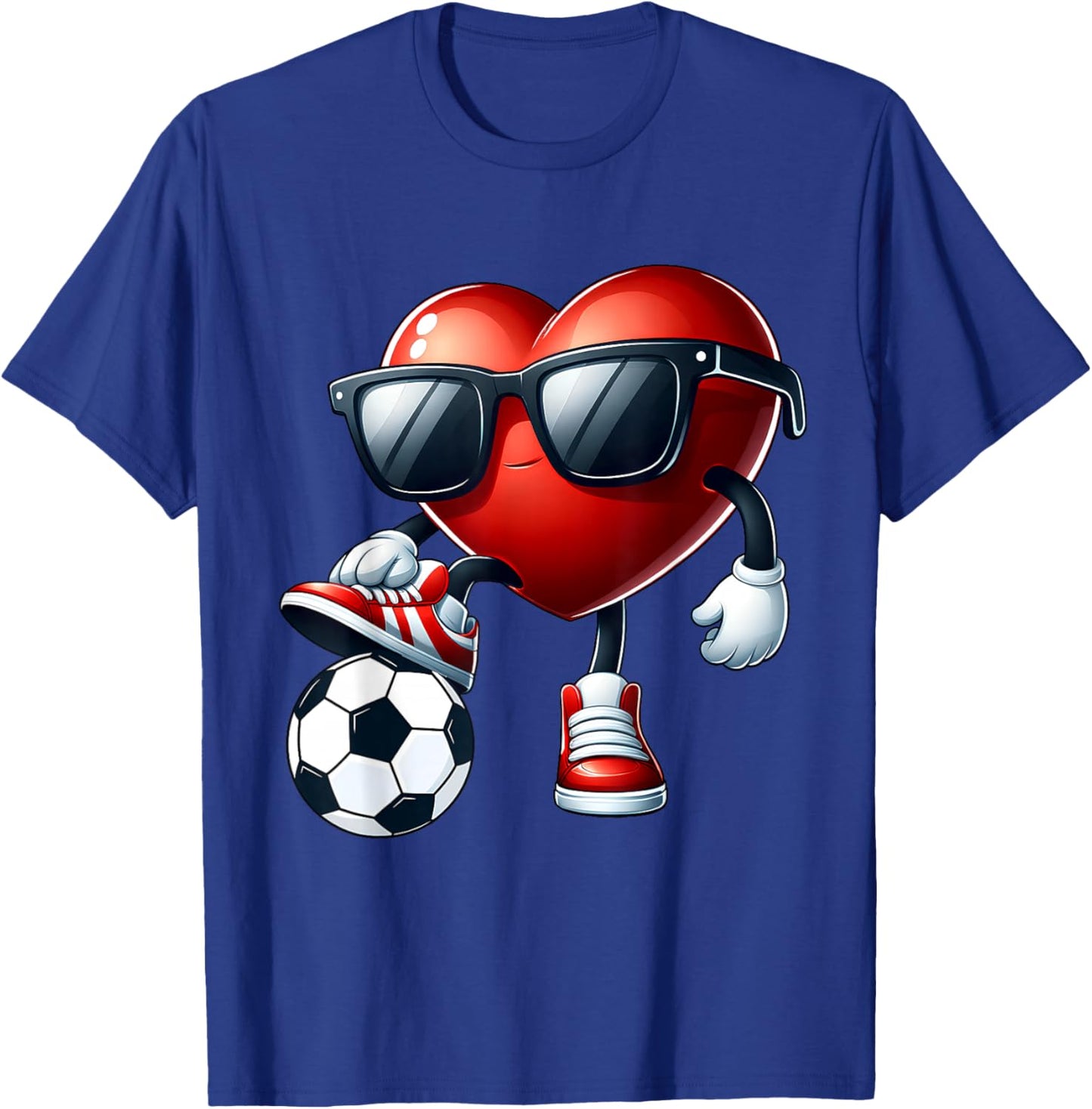 Funny Heart Playing Soccer Valentines Day Boys Kids T-Shirt - T-Shirt | Royal