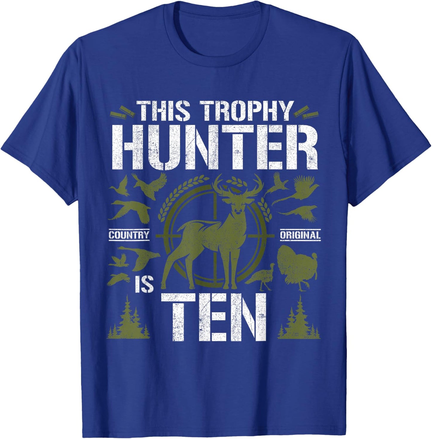 10 Year Old Hunting Birthday Party Deer Hunter 10th Gift T-Shirt - T-Shirt | Royal