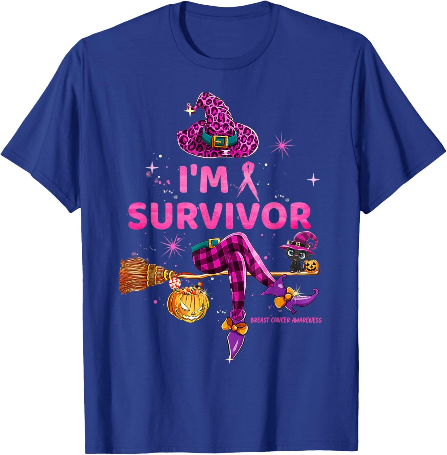 In October I Survived We Wear Pink Breast Cancer T-Shirt - T-Shirt | Royal