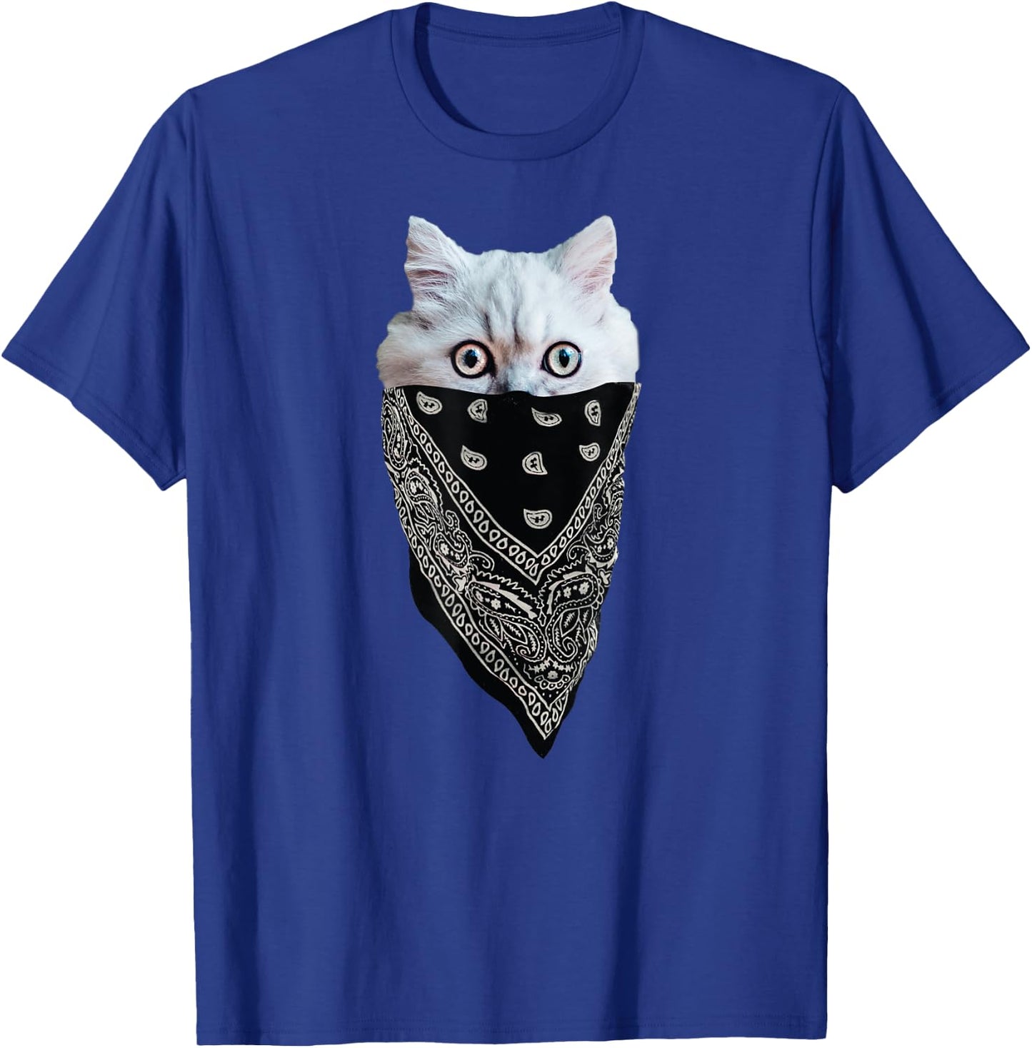 Cat Wearing a Bandana as a Mask | Funny, Cute Kitten T-Shirt - T-Shirt | Royal