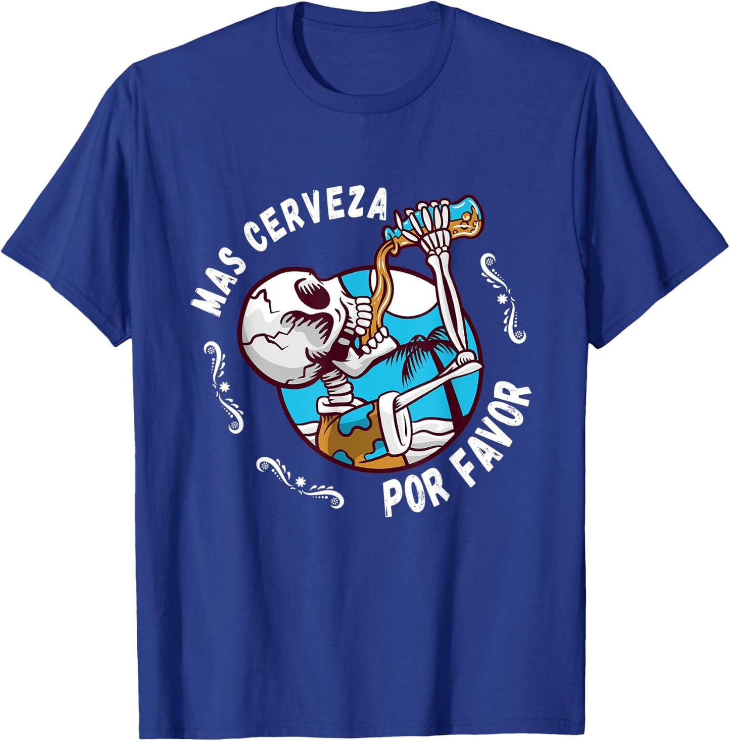 Mas cerveza Day of the Dead Dia de muertos Halloween Beer T-Shirt - T-Shirt | Royal