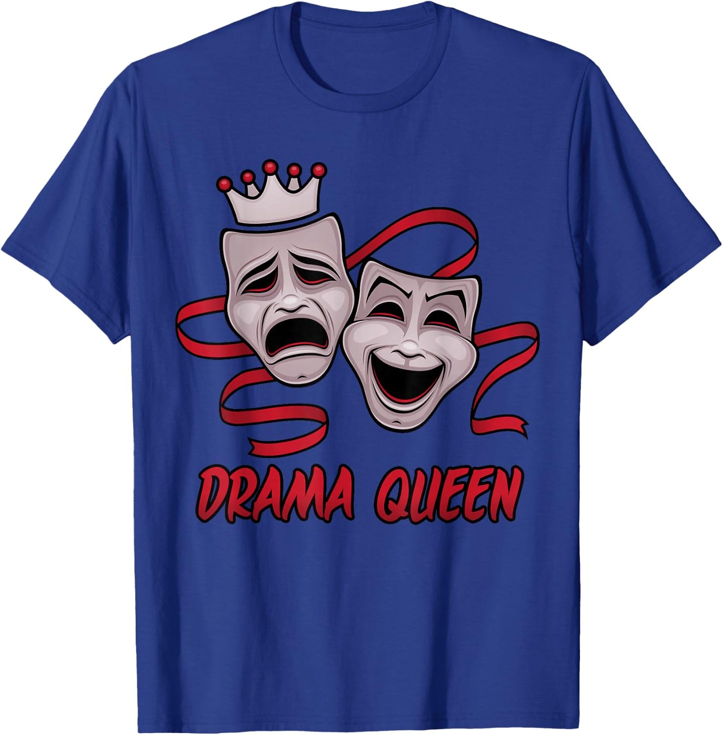 Drama Queen Gray Comedy And Tragedy Theater Masks T-Shirt - T-Shirt | Royal