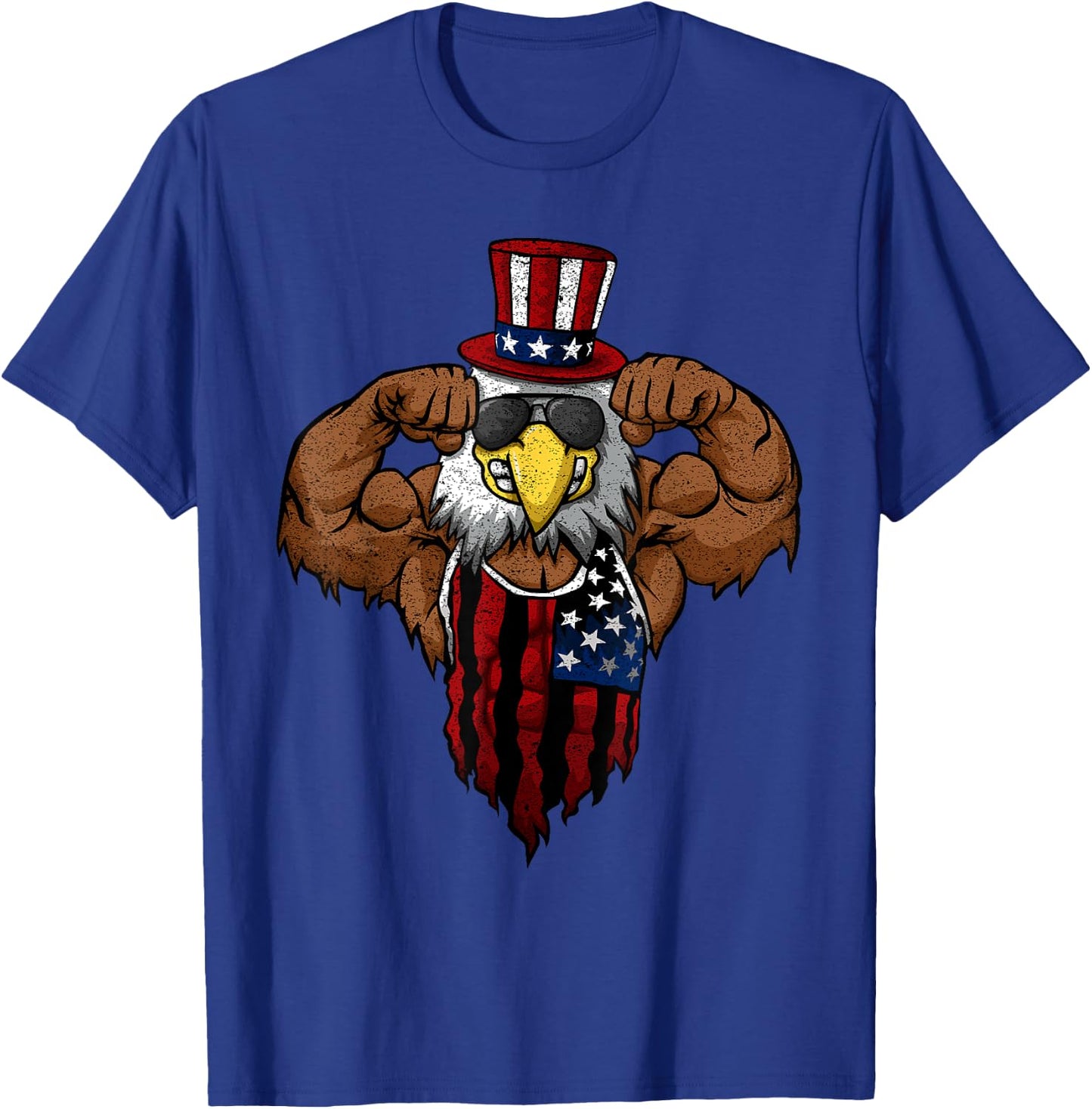 American Flag Muscular Squat Dabbing Flexing Uncle Sam Women Kids Men T-Shirt - T-Shirt | Royal