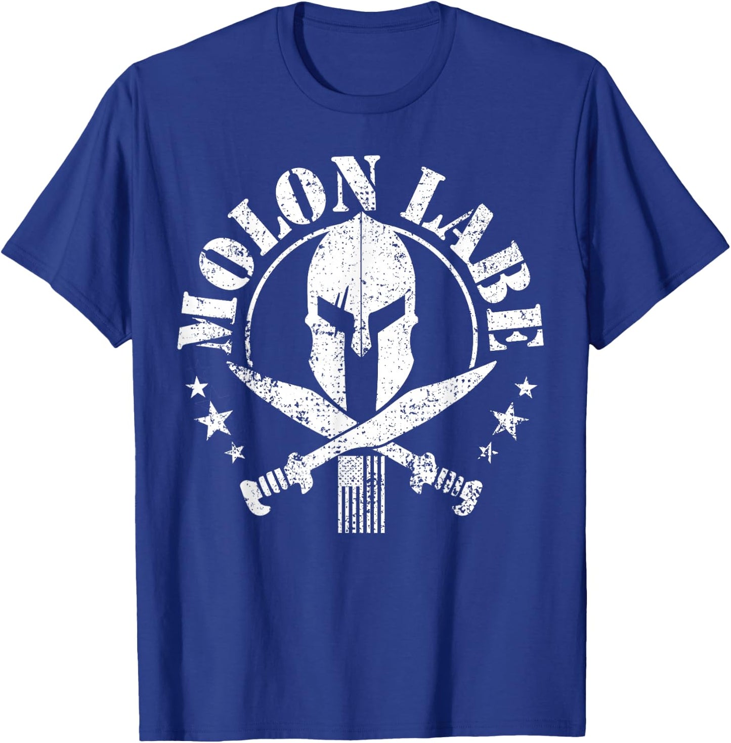 Epic Patriotic American Flag Molon Labe Spartan Military T-Shirt - T-Shirt | Royal