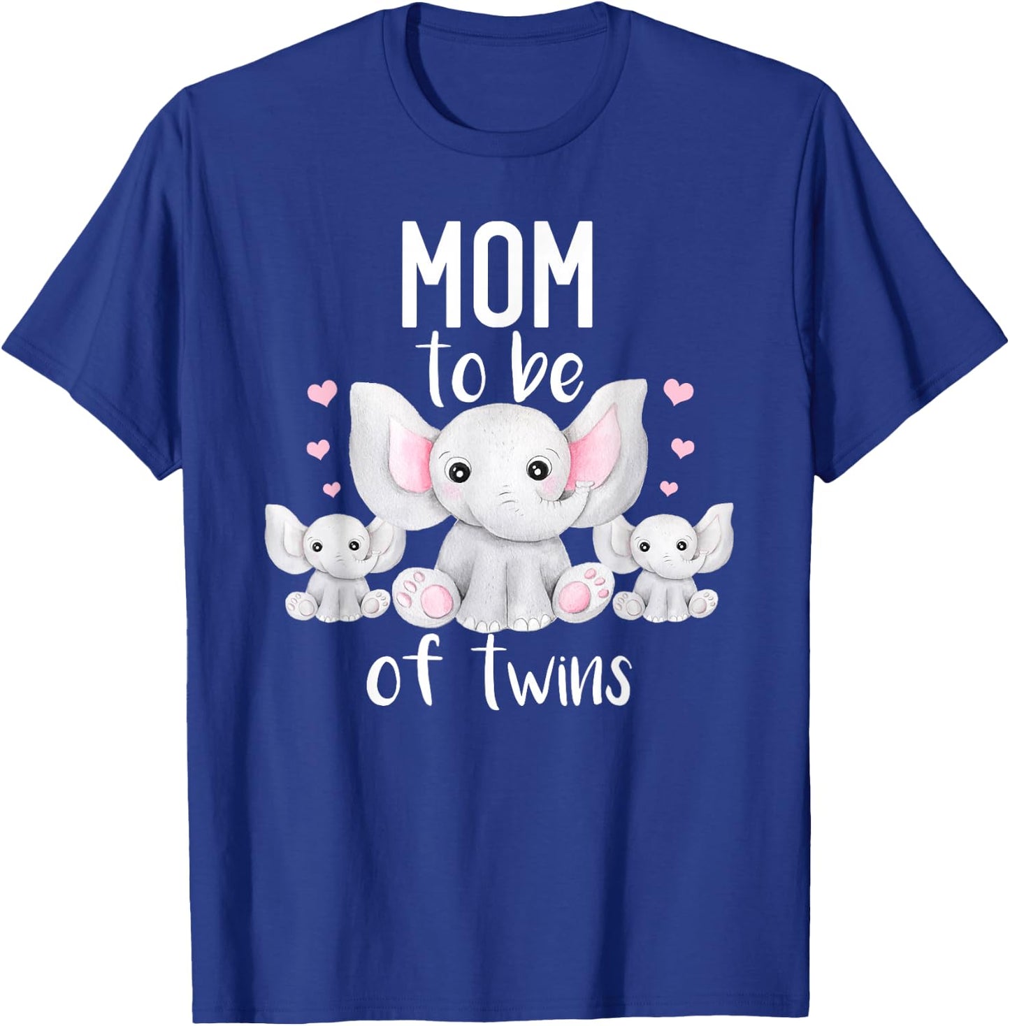 Mom To Be Of Twins Elephant Baby Shower Twin Mom T-Shirt - T-Shirt | Royal