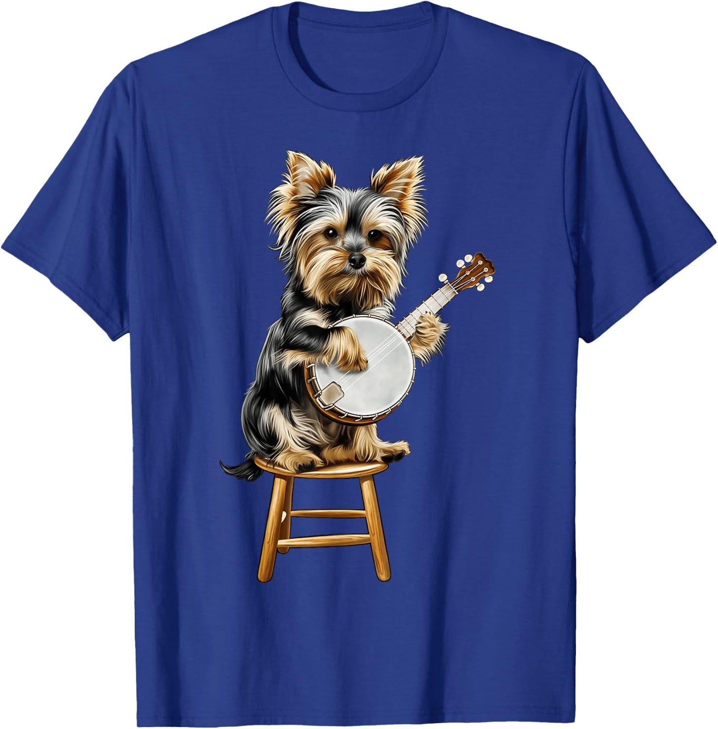 Yorkshire Terrier Yorkie Dog Playing Banjo Bluegrass T-Shirt - T-Shirt | Royal