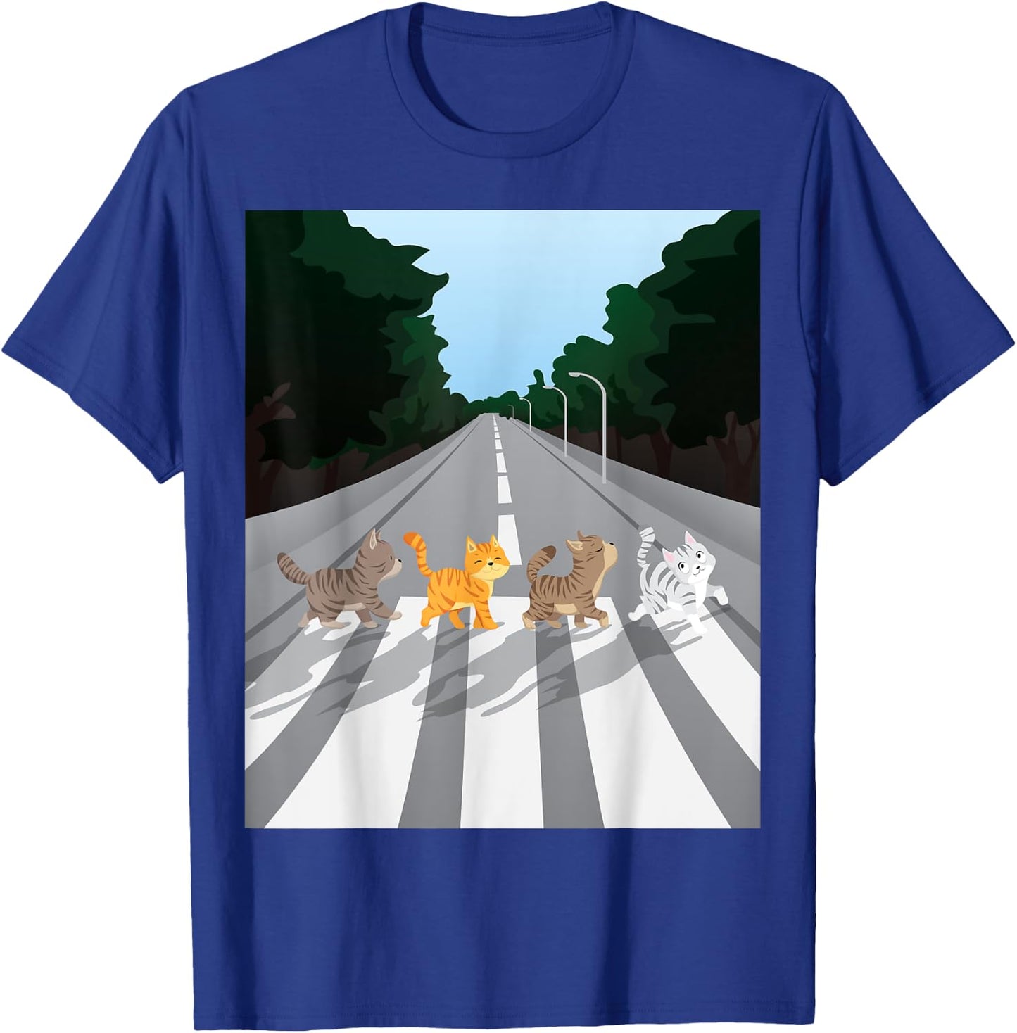Funny Tabby Road Cat Parody T-Shirt - T-Shirt | Royal