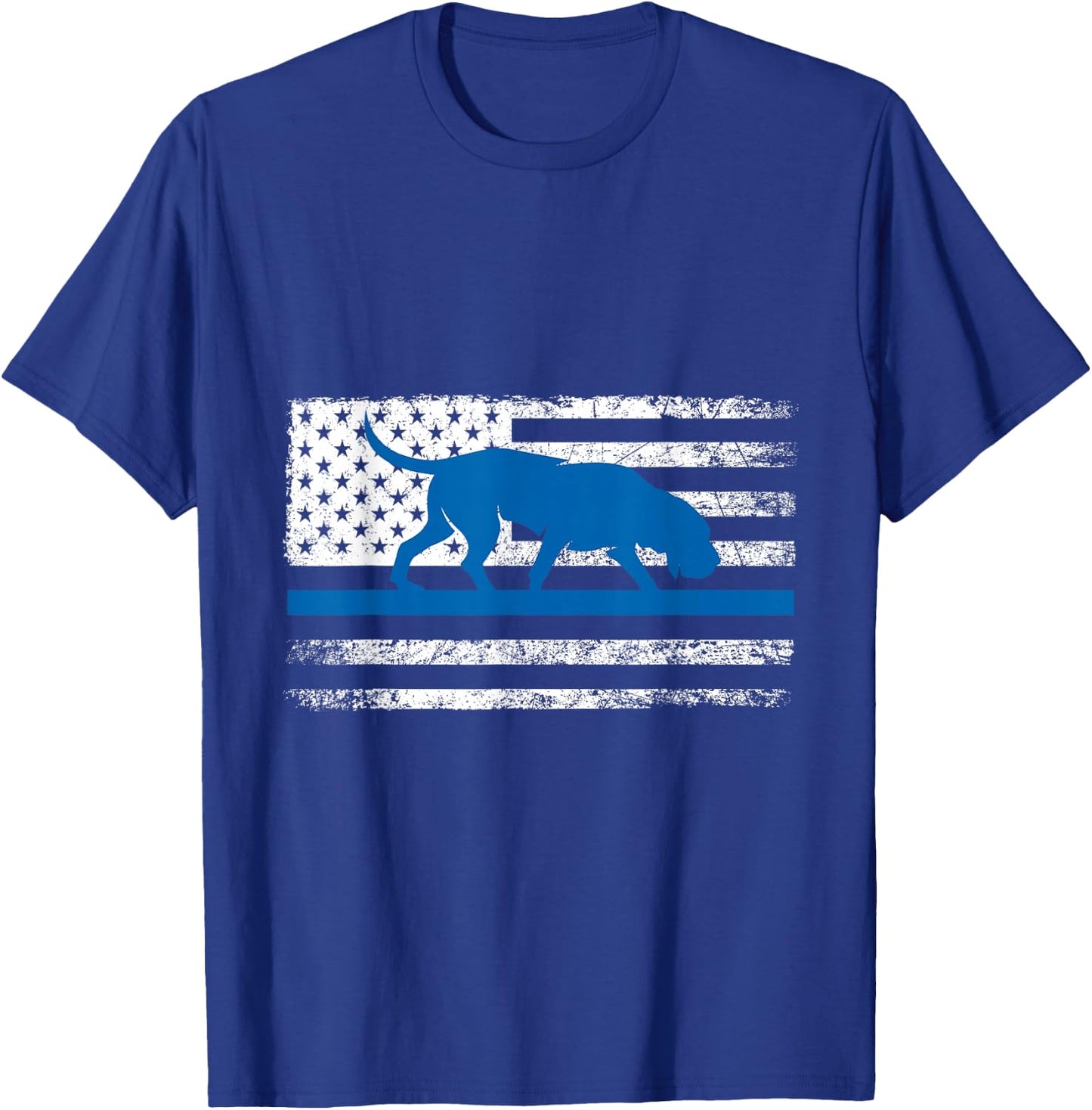 Bloodhound K9 Police Officer USA Flag Thin Blue Line Gift T-Shirt - T-Shirt | Royal