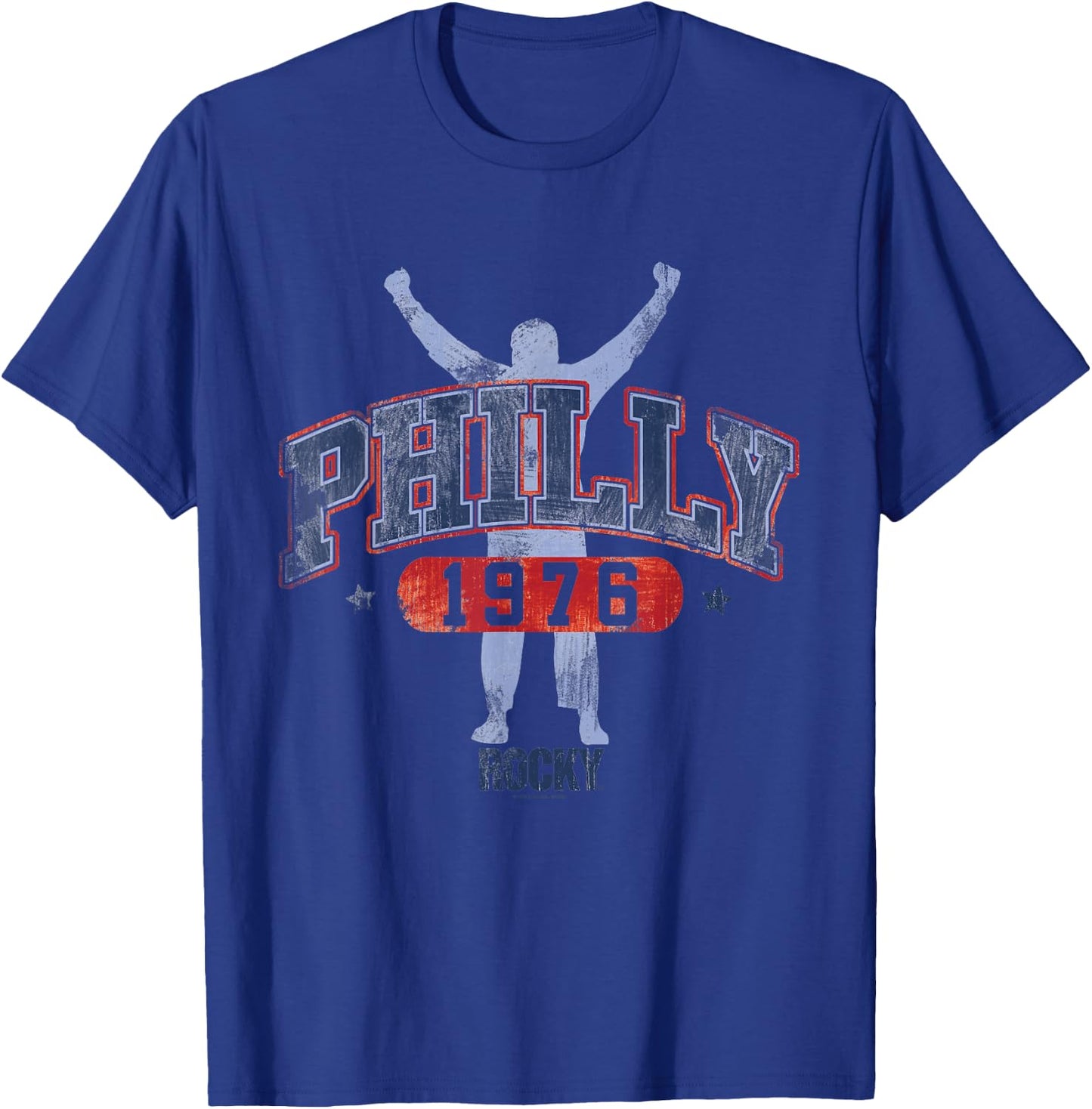 Rocky Men's Classic Fit Black Short Sleeve - Small - Rocky Philly 1976 T-Shirt - T-Shirt | Royal