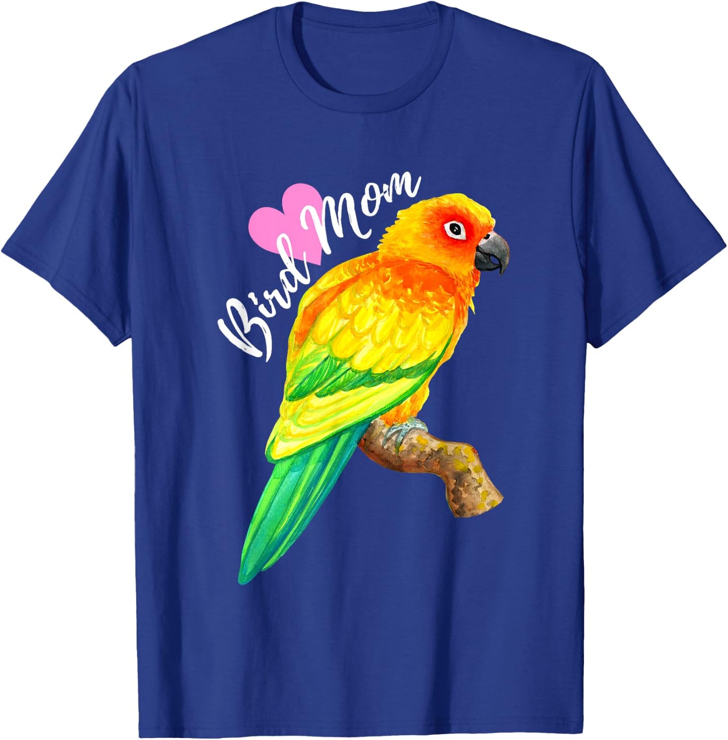 Parrot Bird Mom - Sun Conure Watercolor T-Shirt - T-Shirt | Royal