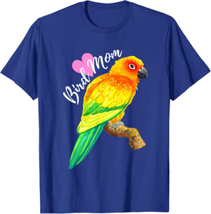 Parrot Bird Mom - Sun Conure Watercolor T-Shirt - T-Shirt | Royal