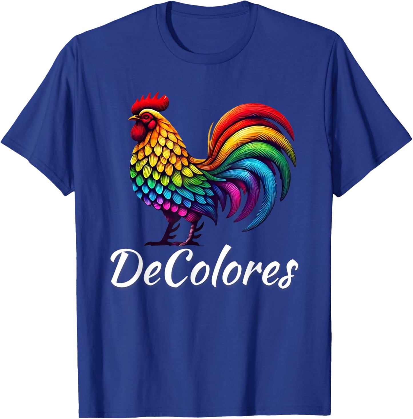 DeColores Cursillo Raibow Rooster Catholic T-Shirt - T-Shirt | Royal