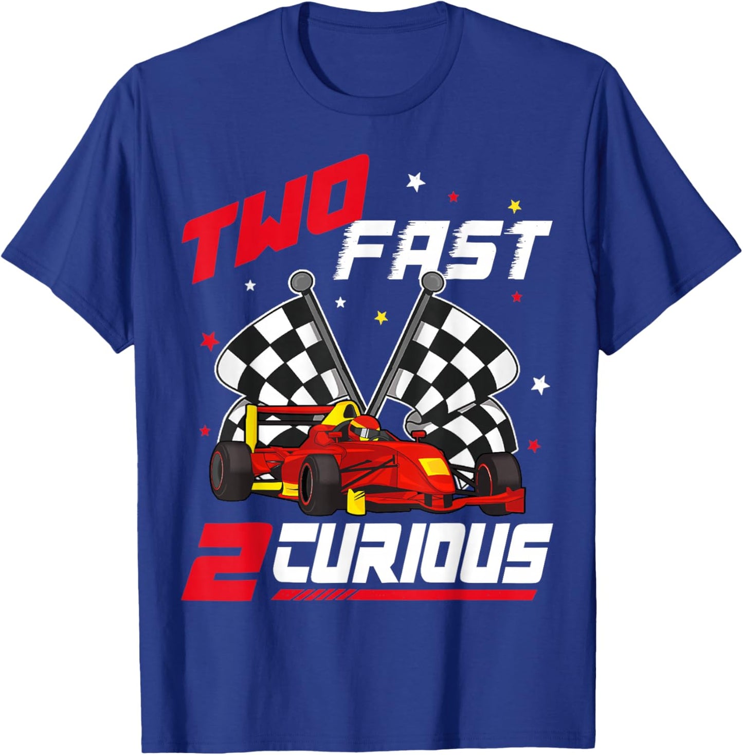 Two Fast 2 Curious Racing 2nd Birthday Pit Crew 2yr Year Old T-Shirt - T-Shirt | Royal