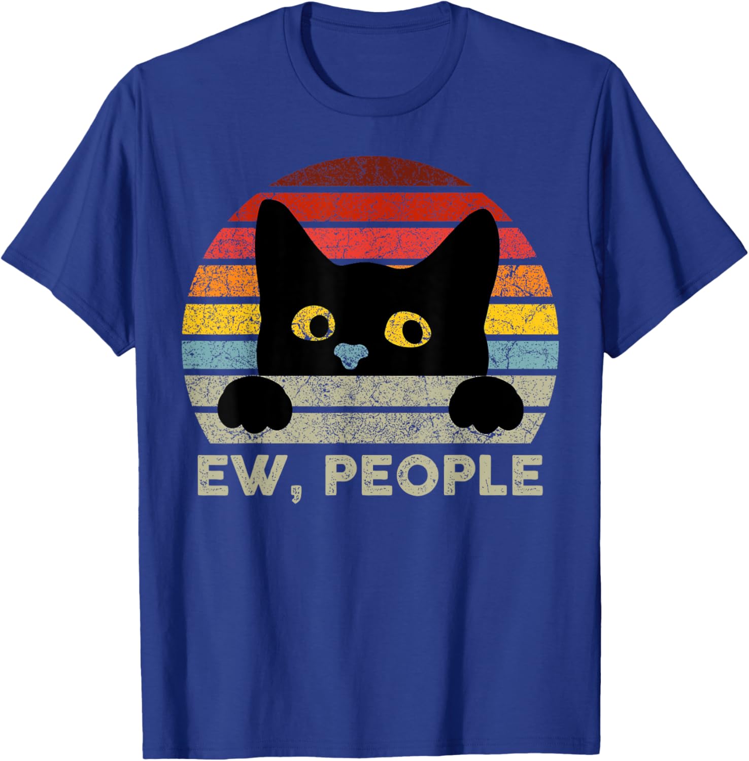 Ew, People Vintage Black Cat for Cat Lovers T-Shirt - T-Shirt | Royal