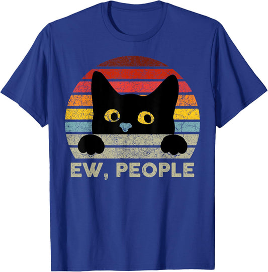 Ew, People Vintage Black Cat for Cat Lovers T-Shirt - T-Shirt | Royal