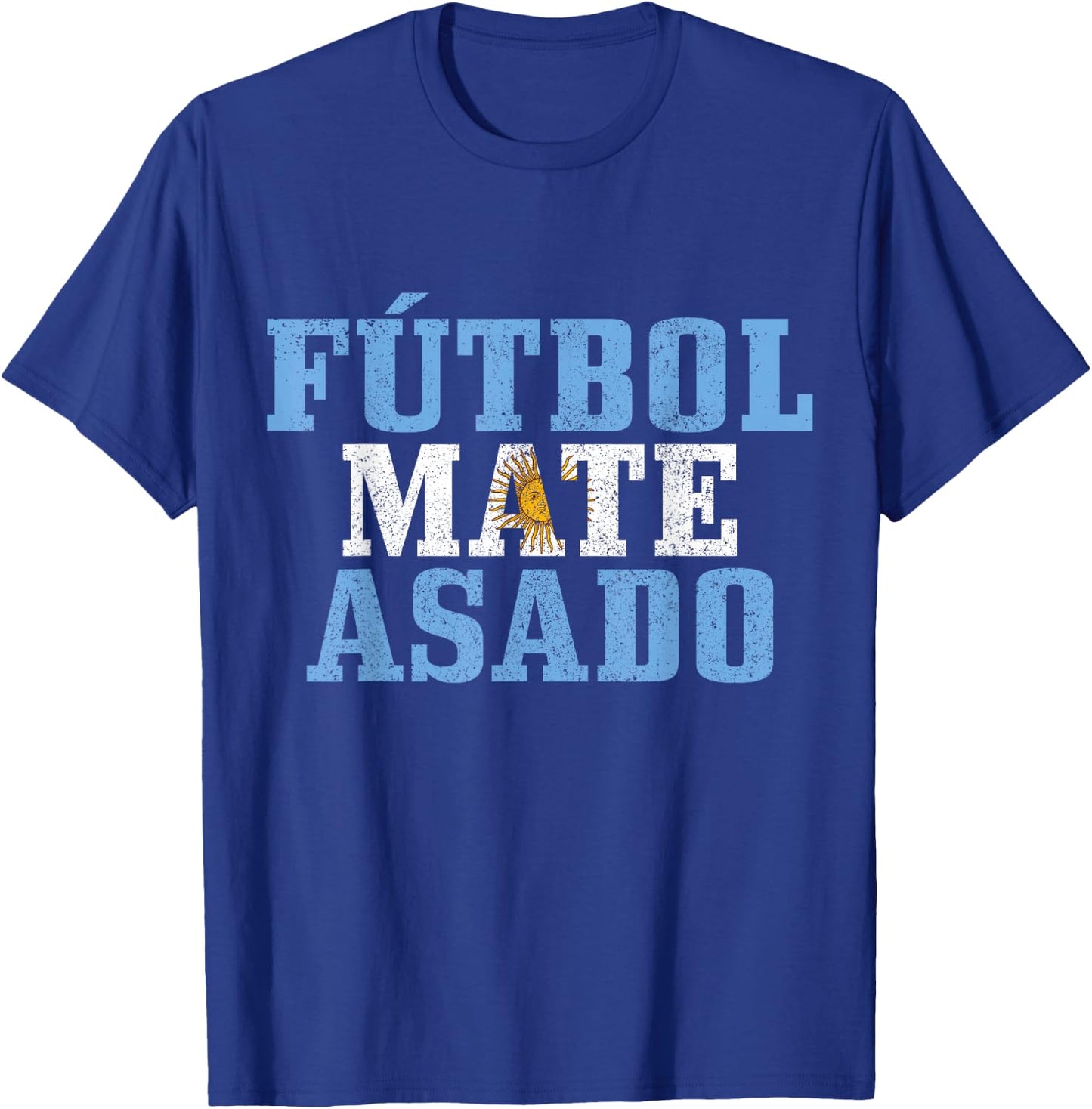 Futbol Mate Asado Argentina Argentinian Flag Pride Vintage T-Shirt - T-Shirt | Royal