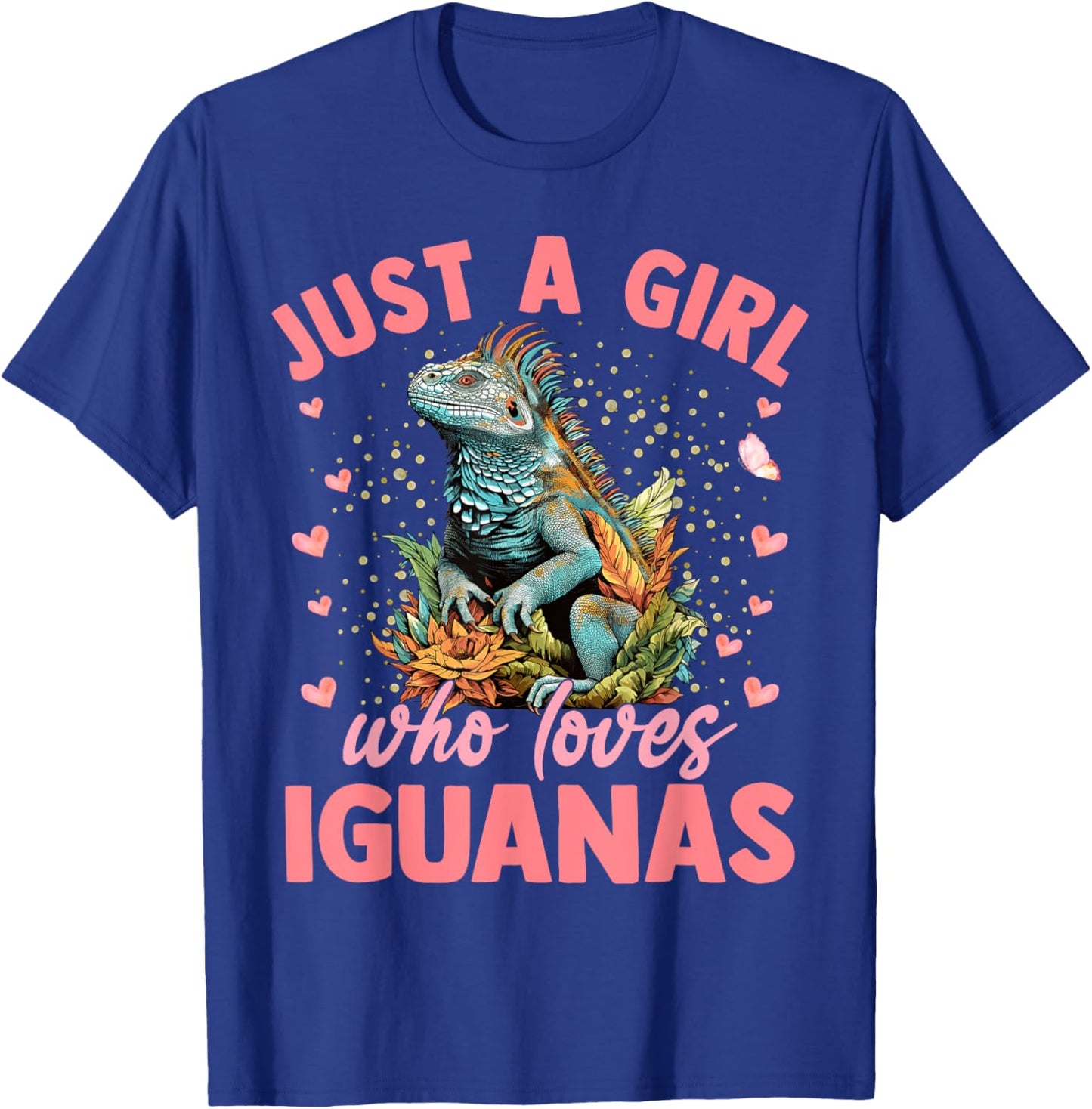 Just A Girl Who Loves Iguanas Aesthetic Flower Women Girls T-Shirt - T-Shirt | Royal