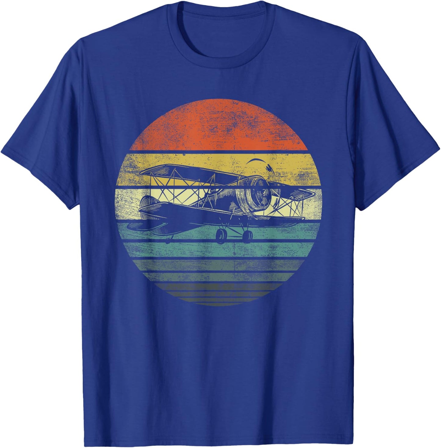 Aviator Pilot Gifts Funny Retro Bi-Plane Airplane Aviation Small T-Shirt - T-Shirt | Royal