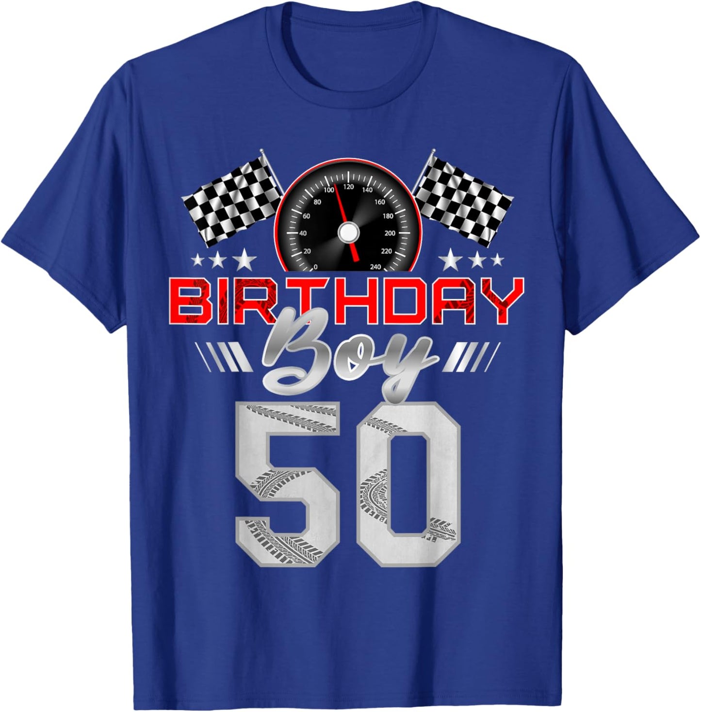 Racing Car 50th Birthday Boy Race Car 50 Year Old B-Day T-Shirt - T-Shirt | Royal