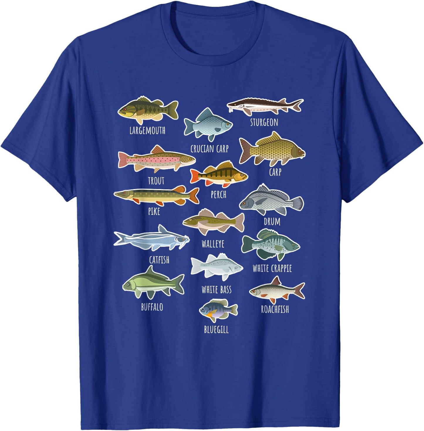 Types Of Freshwater Fish Species Fishing T-Shirt - T-Shirt | Royal