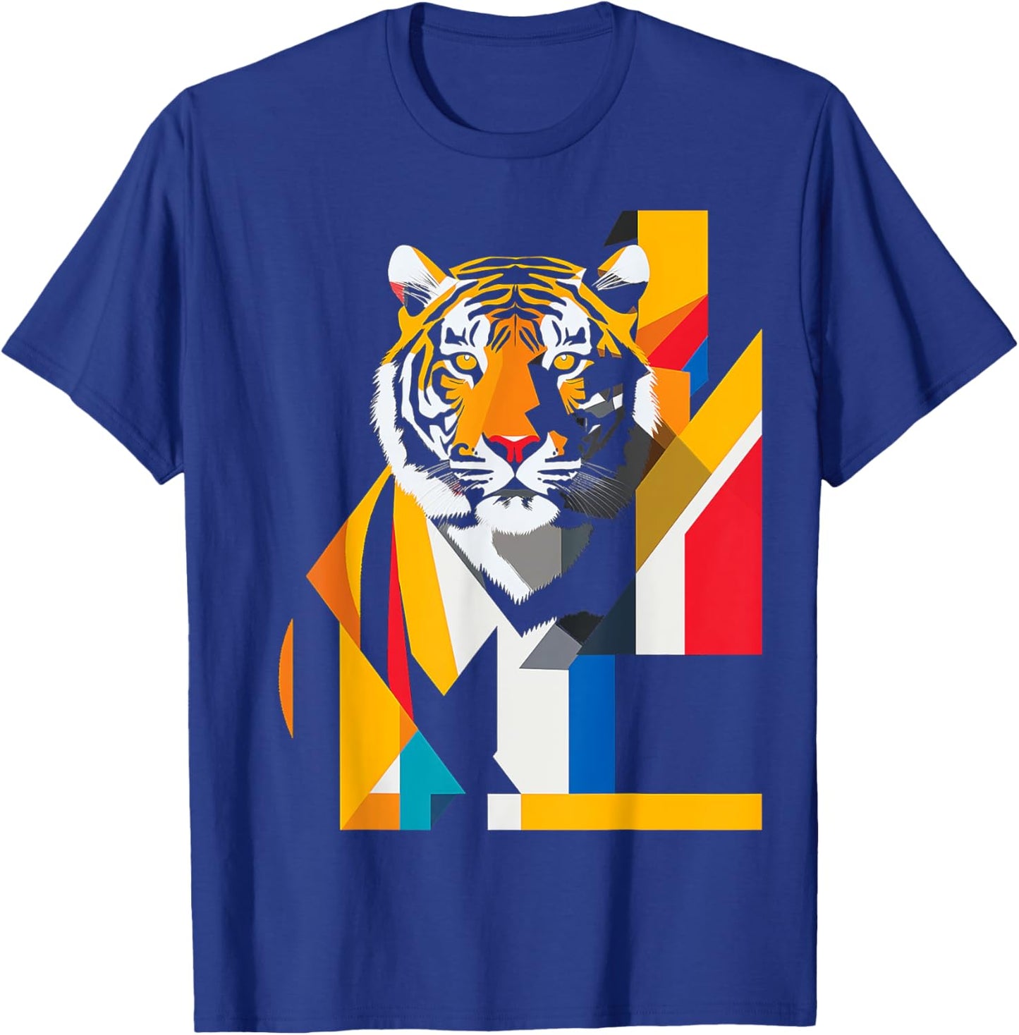 Tiger Abstract Colorful Animal Art Geometric Graphic Tiger T-Shirt - T-Shirt | Royal