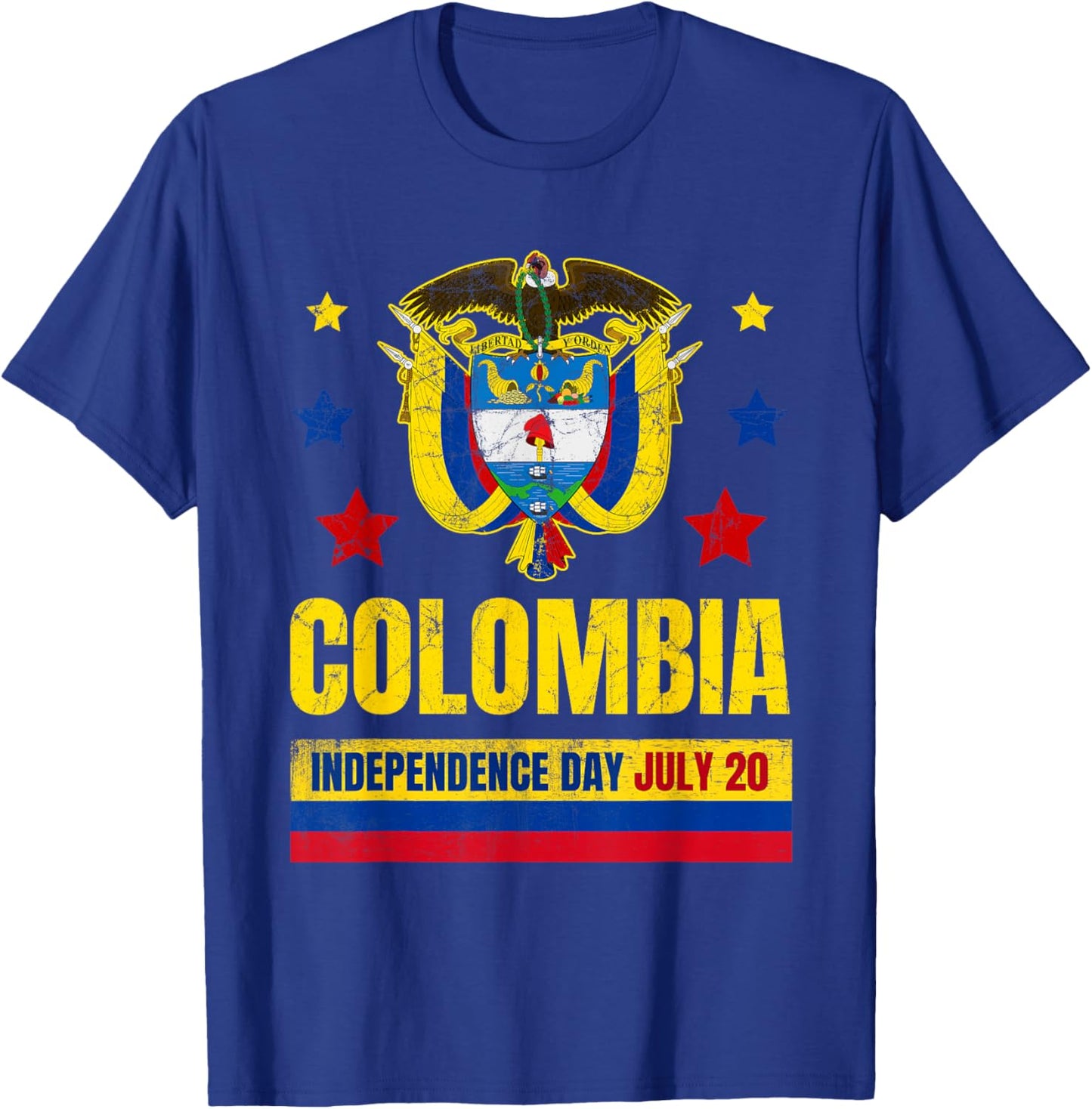 Colombia Independence Day July 20 Colombian Flag T-Shirt - T-Shirt | Royal