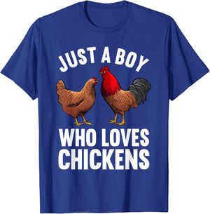 Funny Chicken Art Boys Farm Animal Chicken Farmer T-Shirt - T-Shirt | Royal
