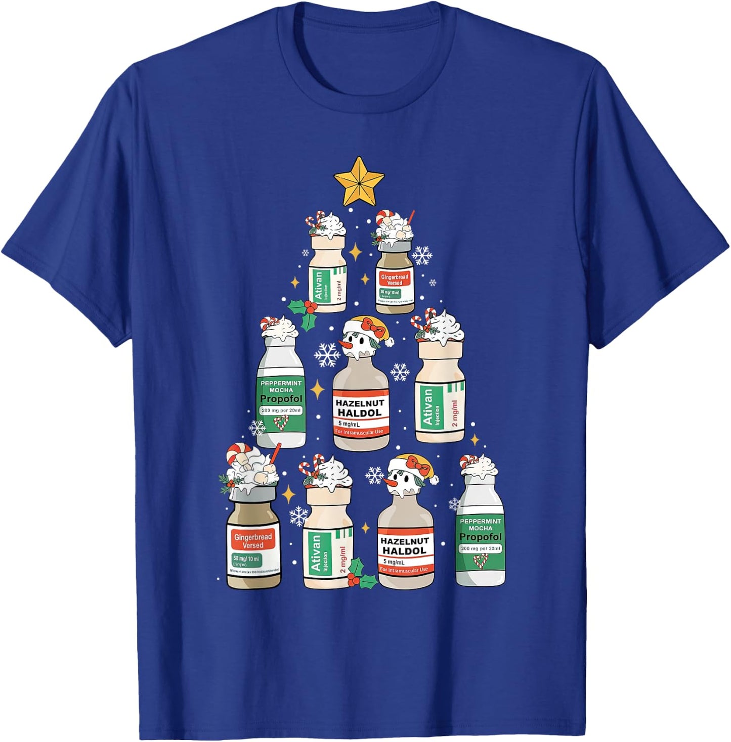 Nurse Christmas Tree Propofol RN ER ICU Nurse Xmas Nursing T-Shirt - T-Shirt | Royal