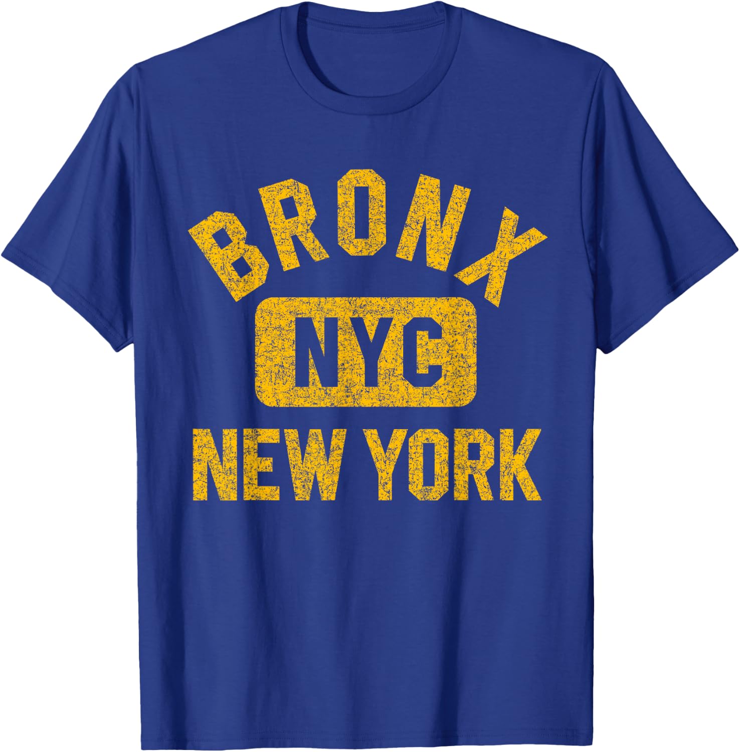 Bronx NYC New York Gym Style Distressed Amber Print T-Shirt - T-Shirt | Royal