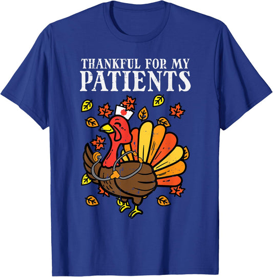 Thankful For Patients Turkey Nurse T-Shirt - T-Shirt | Royal