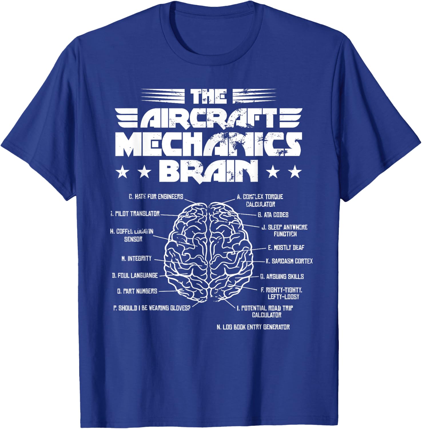Aircraft Mechanics Brain Aviation Gift T-Shirt - T-Shirt | Royal