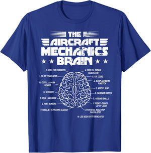 Aircraft Mechanics Brain Aviation Gift T-Shirt - T-Shirt | Royal