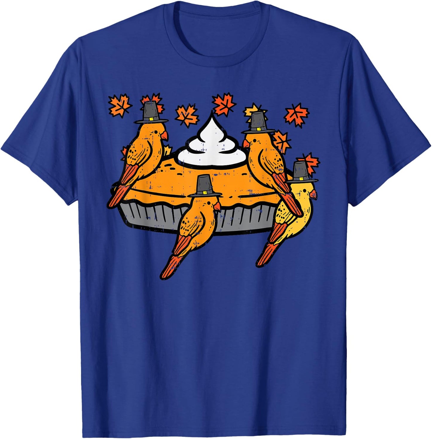 Thanksgiving Birds Pumpkin Pie Cute Fall Men Women Kids T-Shirt - T-Shirt | Royal