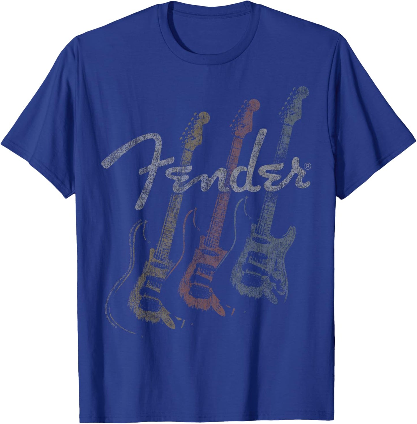 Fender Stacked Guitar Faded Logo T-Shirt - T-Shirt | Royal
