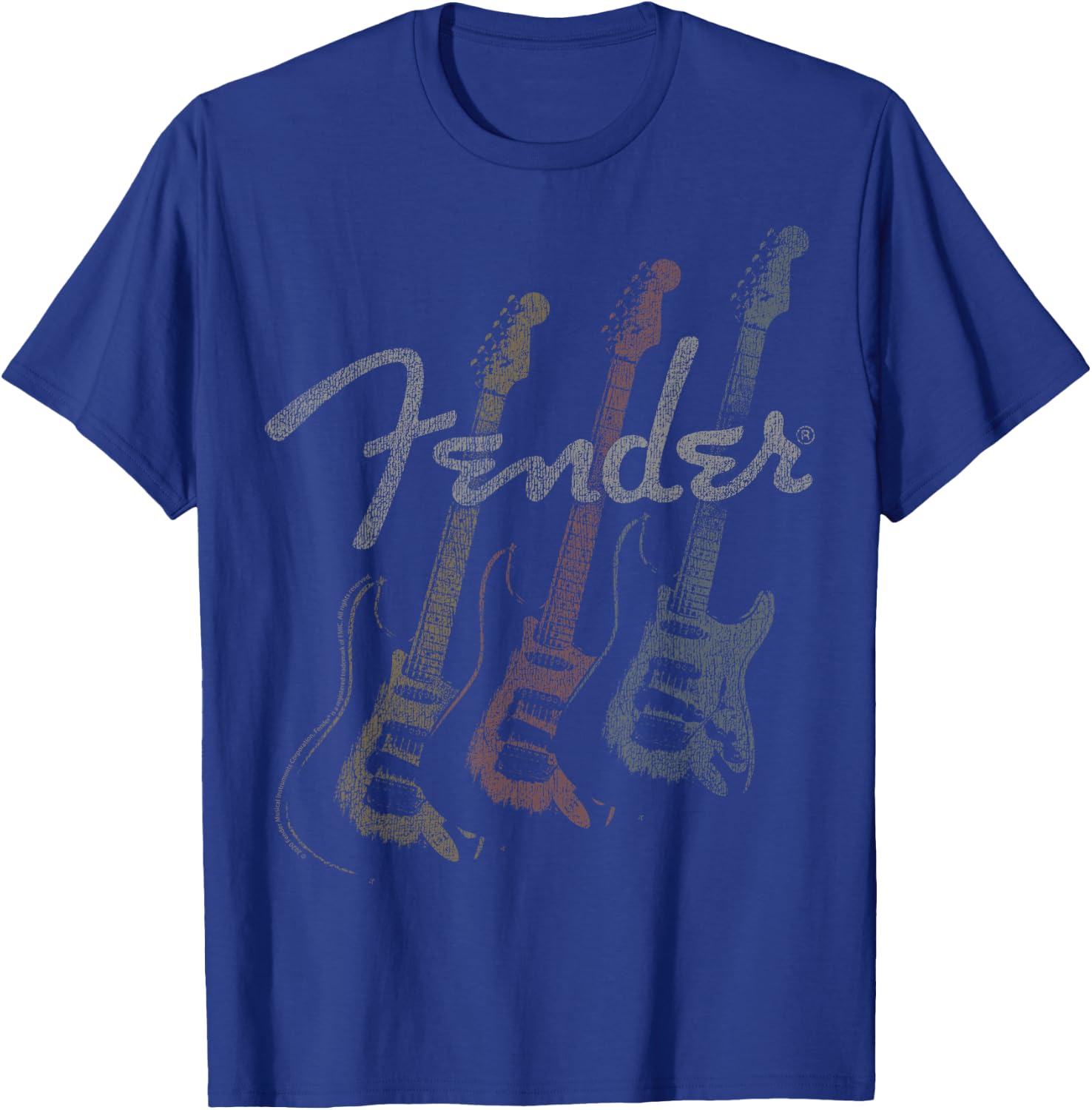 Fender Stacked Guitar Faded Logo T-Shirt - T-Shirt | Royal