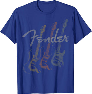 Fender Stacked Guitar Faded Logo T-Shirt - T-Shirt | Royal