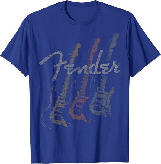 Fender Stacked Guitar Faded Logo T-Shirt - T-Shirt | Royal