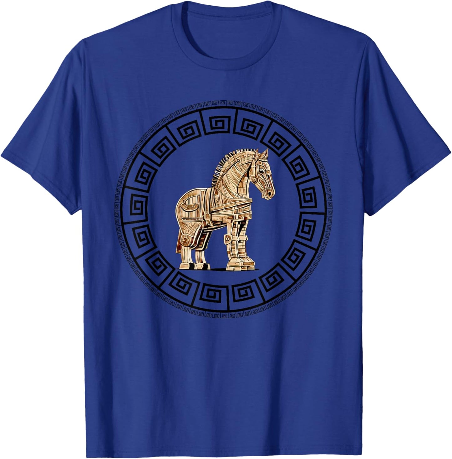 Greek Mythology Odyssey Greek History Trojan Horse Greek Key T-Shirt - T-Shirt | Royal