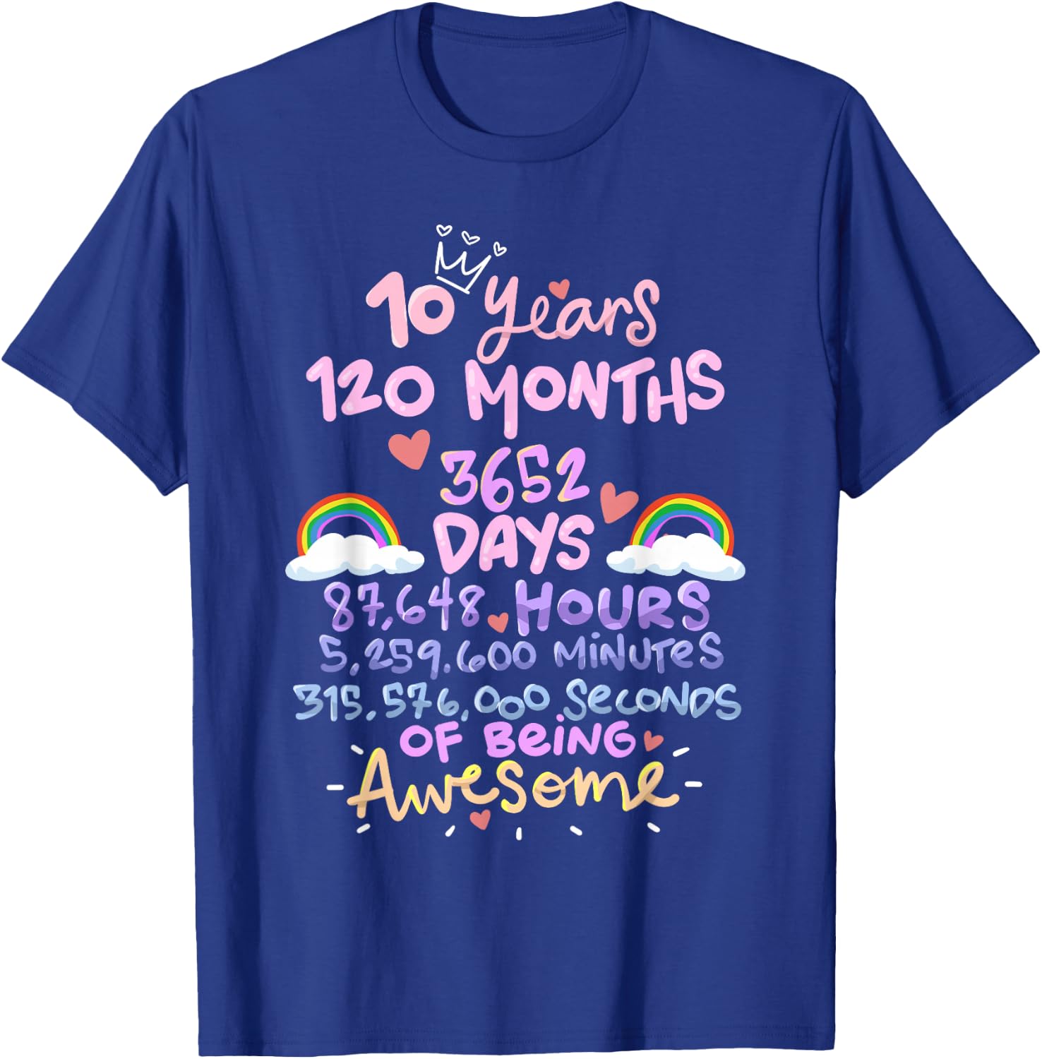 10 Years 120 Months Birthday T-Shirt - T-Shirt | Royal