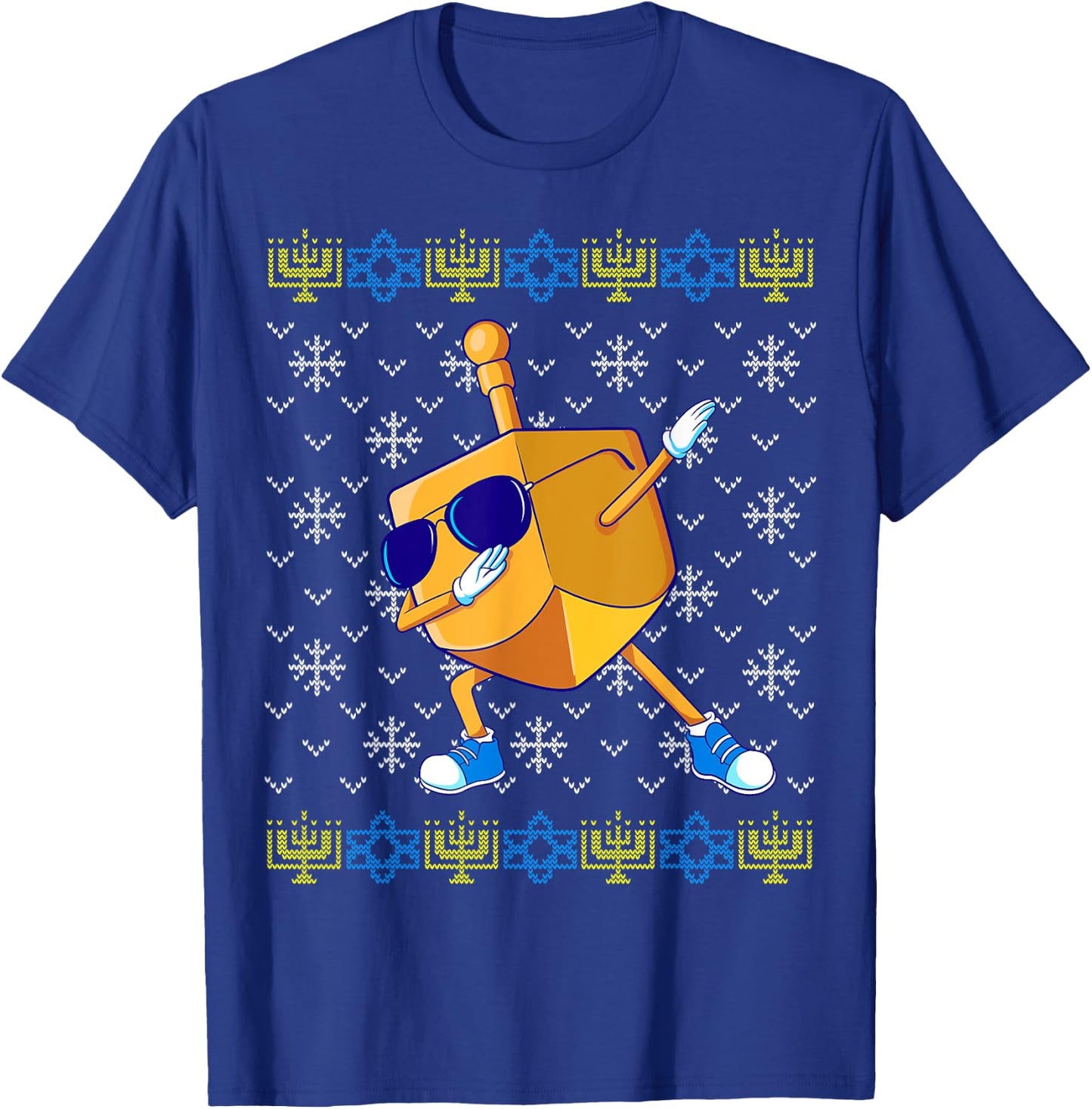 Dabbing Dreidel Ugly Hanukkah Sweater Xmas Chanukah Gift T-Shirt - T-Shirt | Royal